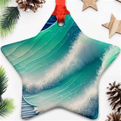 Beautiful Abstract Pastel Ocean Waves Star Ornament (two Sides) by GardenOfOphir