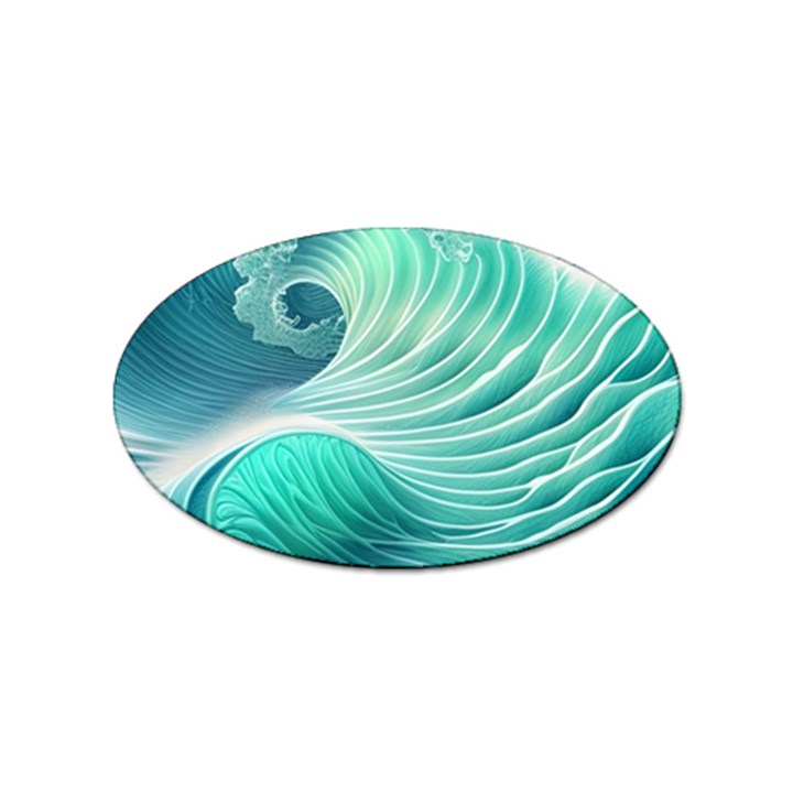 Pink Sky Blue Ocean Waves Sticker Oval (100 pack)