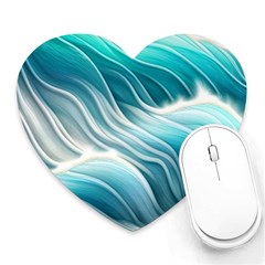 Pastel Blue Ocean Waves Iii Heart Mousepad by GardenOfOphir