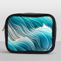 Pastel Blue Ocean Waves Iii Mini Toiletries Bag (one Side) by GardenOfOphir