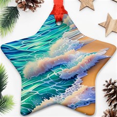 Waves At The Ocean s Edge Star Ornament (two Sides) by GardenOfOphir