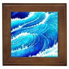 Simple Blue Ocean Wave Framed Tile by GardenOfOphir