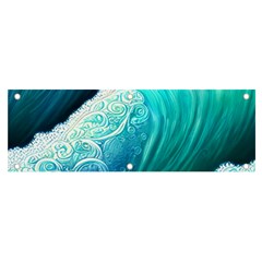 Abstract Waves In Blue And Green Banner And Sign 6  X 2  by GardenOfOphir