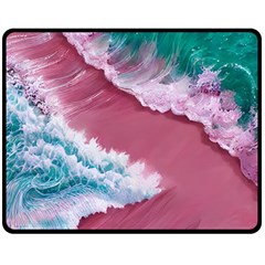 Ocean Waves In Pink Fleece Blanket (medium) by GardenOfOphir