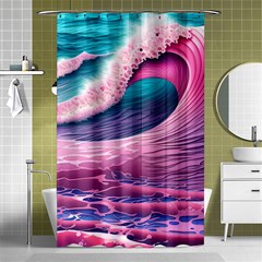 Pink Waves On The Beach Ii Shower Curtain 48  X 72  (small)  by GardenOfOphir