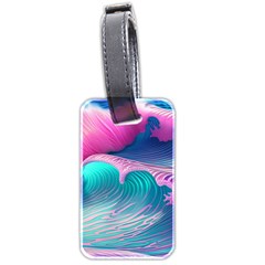 Pink Waves On The Beach Luggage Tag (two Sides) by GardenOfOphir