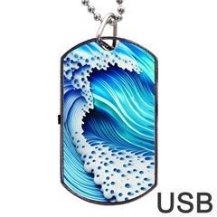 Blue Water Reflections Dog Tag Usb Flash (two Sides) by GardenOfOphir