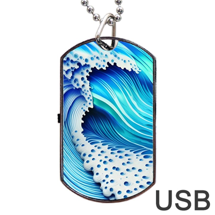 Blue Water Reflections Dog Tag USB Flash (Two Sides)