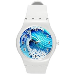 Blue Water Reflections Round Plastic Sport Watch (m) by GardenOfOphir