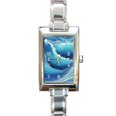 Simple Summer Wave Pattern Rectangle Italian Charm Watch by GardenOfOphir