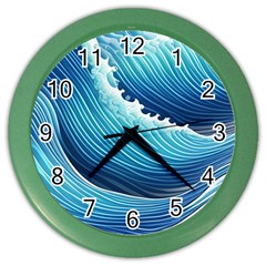 Simple Summer Wave Pattern Color Wall Clock by GardenOfOphir