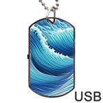 Simple Summer Wave Pattern Dog Tag USB Flash (Two Sides) Front