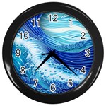 Water Waves Wall Clock (Black) Front