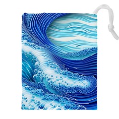 Water Waves Drawstring Pouch (5xl) by GardenOfOphir