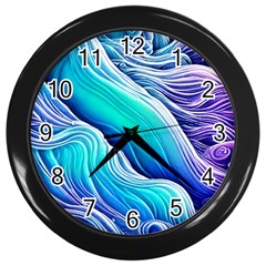 Ocean Waves In Pastel Tones Wall Clock (black) by GardenOfOphir