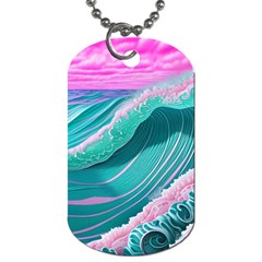 Pink Ocean Waves Dog Tag (two Sides) by GardenOfOphir