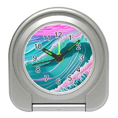 Pink Ocean Waves Travel Alarm Clock by GardenOfOphir