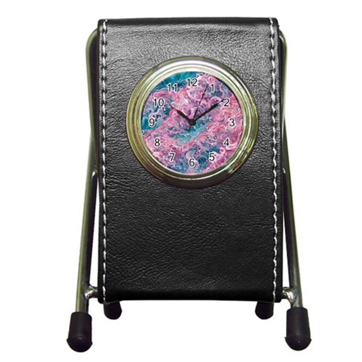 Ocean Waves In Pink Ii Pen Holder Desk Clock