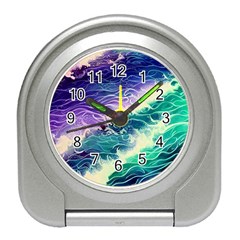 Pastel Hues Ocean Waves Travel Alarm Clock by GardenOfOphir