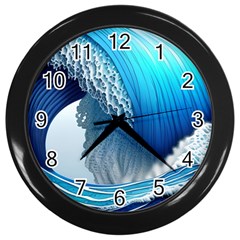 The Power Of The Ocean Wall Clock (black) by GardenOfOphir