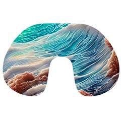 Waves Of The Ocean Travel Neck Pillow by GardenOfOphir