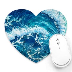 Abstract Blue Ocean Waves Iii Heart Mousepad by GardenOfOphir