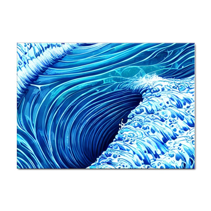 Simple Blue Ocean Wave Sticker A4 (100 pack)