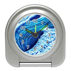 Simple Blue Ocean Wave Travel Alarm Clock by GardenOfOphir