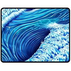 Simple Blue Ocean Wave Fleece Blanket (medium) by GardenOfOphir