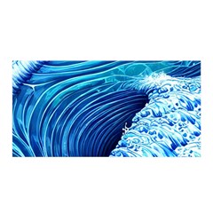 Simple Blue Ocean Wave Satin Wrap 35  X 70  by GardenOfOphir