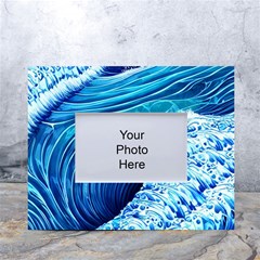 Simple Blue Ocean Wave White Tabletop Photo Frame 4 x6  by GardenOfOphir