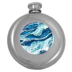 Summer Ocean Waves Round Hip Flask (5 Oz) by GardenOfOphir