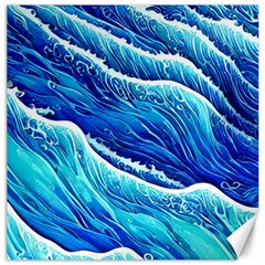 Blue Ocean Wave Watercolor Canvas 20  X 20  by GardenOfOphir