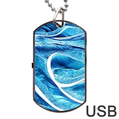 Blue Wave Dog Tag Usb Flash (one Side) by GardenOfOphir