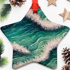 Blue Wave Pattern Star Ornament (two Sides) by GardenOfOphir