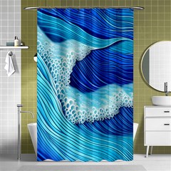 Waves Blue Ocean Shower Curtain 48  X 72  (small)  by GardenOfOphir