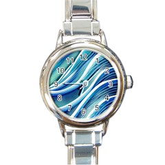 Blue Ocean Waves Round Italian Charm Watch by GardenOfOphir