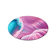 Pink Water Waves Sticker (oval) by GardenOfOphir