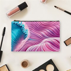 Pink Water Waves Cosmetic Bag (medium) by GardenOfOphir