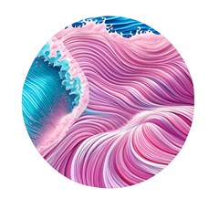 Pink Water Waves Mini Round Pill Box by GardenOfOphir