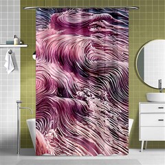 Abstract Pink Ocean Waves Shower Curtain 48  X 72  (small)  by GardenOfOphir