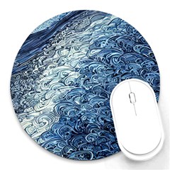 Waves Of The Ocean Round Mousepad by GardenOfOphir