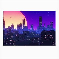 The Sun Night Music The City Background 80s 80 s Synth Postcard 4 x 6  (pkg Of 10) by Jancukart