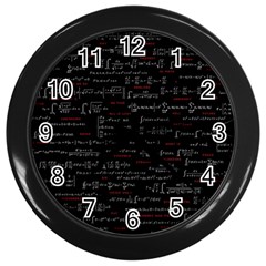 Black Background With Text Overlay Digital Art Mathematics Wall Clock (black) by Jancukart