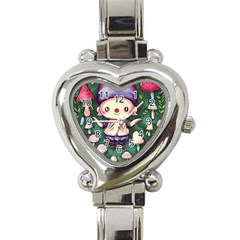 Toadstool Mushrooms Heart Italian Charm Watch by GardenOfOphir