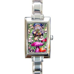 Sacred Mushroom Wizard Glamour Rectangle Italian Charm Watch by GardenOfOphir