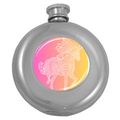 Unicorm Orange And Pink Round Hip Flask (5 Oz) by lifestyleshopee