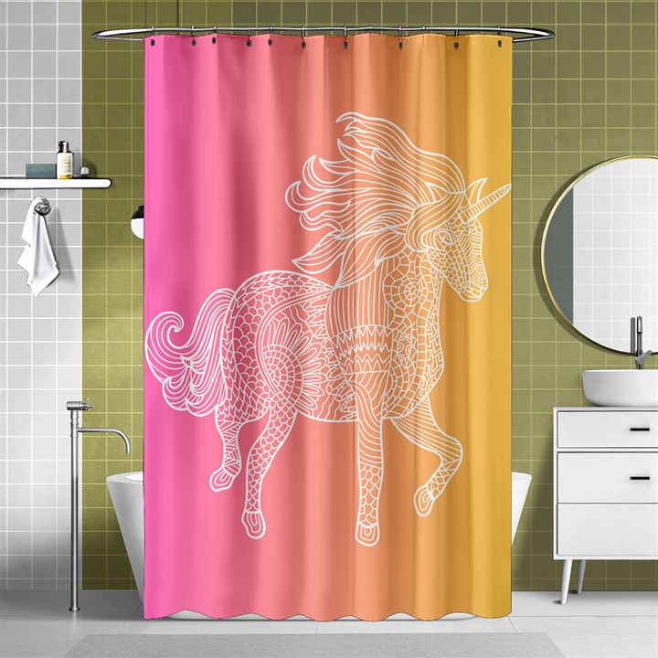 unicorm orange and pink Shower Curtain 48  x 72  (Small) 