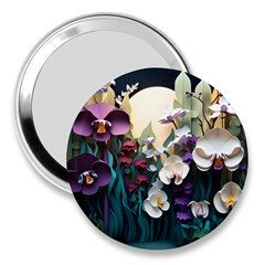 Ai Generated Flower Orchids Bloom Flora Nature 3  Handbag Mirrors by Ravend