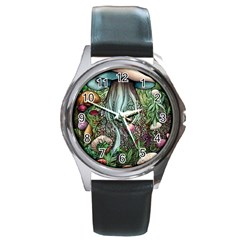 Craft Mushroom Round Metal Watch by GardenOfOphir